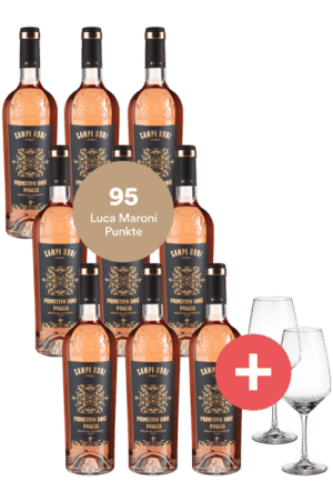 9er-Paket Primitivo Rosato + 2er-Set Schott-Zwiesel Taste Gläser - Weinpakete