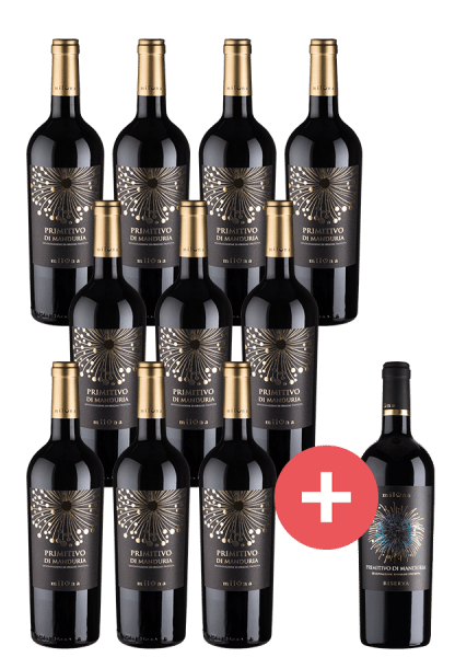 10er-Paket Miluna Primitivo di Manduria + GRATIS Riserva - Weinpakete