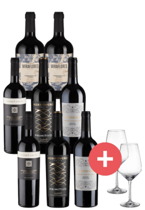 8er-Paket Rotwein-Highlights + 2er-Set Schott-Zwiesel Taste Gläser - Weinpakete