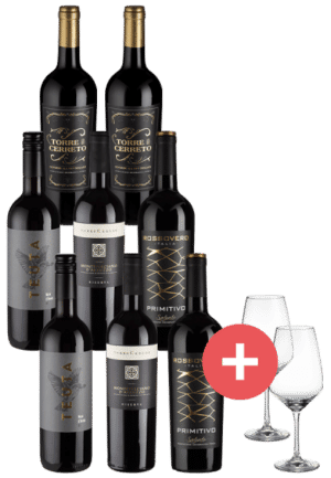 8er-Paket Rotweine aus Italien + 2er-Set Schott-Zwiesel Taste Gläser - Weinpakete