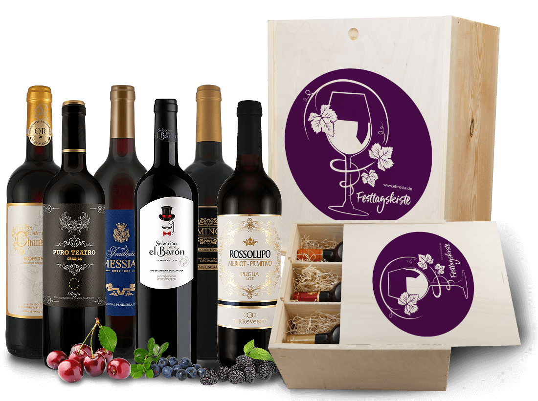 Festtags-Kiste mit edlen Rotweinen