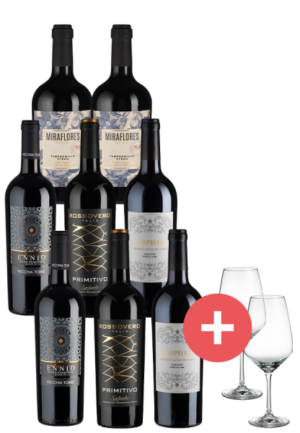 8er-Paket Rotwein-Highlights + 2er-Set Schott-Zwiesel Gläser - Weinpakete