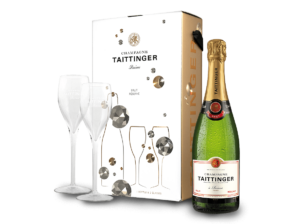 Taittinger Champagner Brut Réserve in Geschenkverpackung mit 2 Gläsern